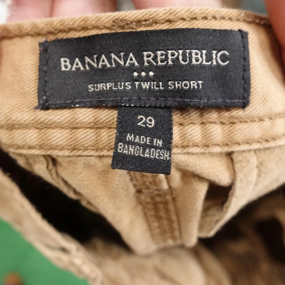 Banana Republic Surplus Twill Shorts Mens 29 Beige‎ Chino Cotton 8 Inseam Casual